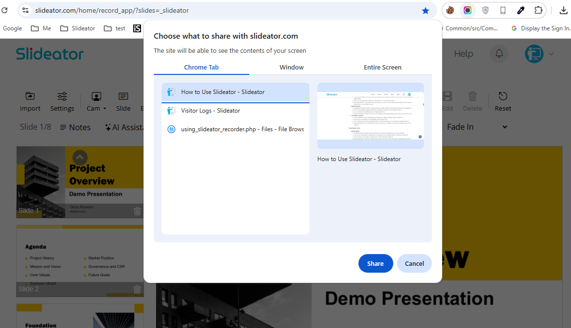 Slideator Video presentation Recorder